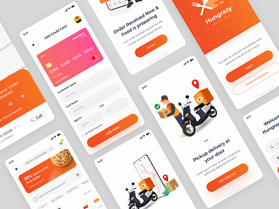 Hungrazy - Food Delivery App app app design delivery delivery app delivery service dinner eating fast food food food app food delivery application food delivery service food design food order foodie lunch mobile mobile food app ui ux