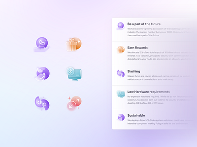 🟡 UI icons part-III for Polygon website coin crypto future green icons illustration matic polygon rewards slashing support sustainability token trending ui web icons web3