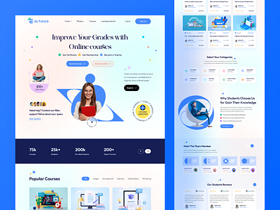 Edu Future - Course Landing Page Ui branding clean design course course app design education homepage illustration landing page learning management system learning platform minimal online course online education study study app ui uiux website