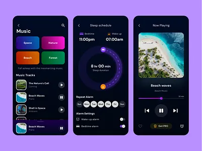 Calming Sounds Mobile App UI screens 2 adobe xd app app design apple design figma figmadesign ios mobile app ui web design