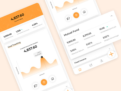 Dashboard - Investment Tracking analytics app branding dashboard design fintech goal based investment illustration infographics investment orange theme personas platform portfolio product road maps ui uiux website wireframes