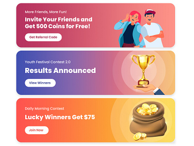 Gamification Banner for Mobile UI ads banner banner branding design graphic design illustration mobile ui vector