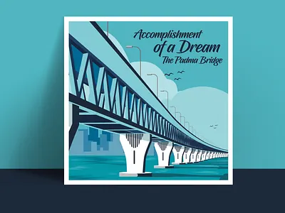 Padma Bridge Illustration artwork bridge illustration design digital illustration flat illustration illustration digital landscape minimal nature river vector
