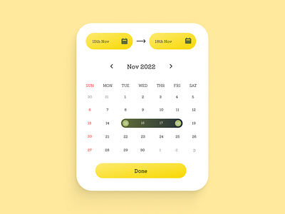 Daily UI #080 - Date Picker 080 calendar calendar 2022 calendar ui card card ui clean ui daily ui 080 daily ui challenge dailyui080 dailyuichallenge date date picker figma ui graphic design nov 2022 november picker travel planner ui