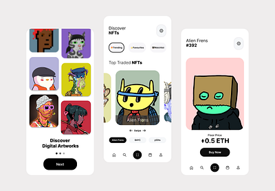 An easy to use NFT app app crypto graphic design mobile ui