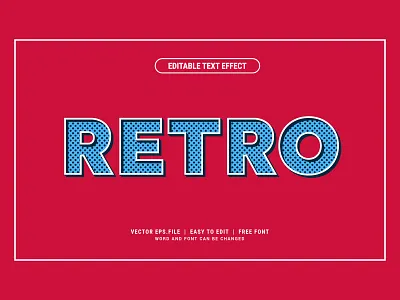 Retro text effect editable style template