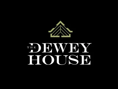 The Dewey House brand identity green house icon logo icon roof