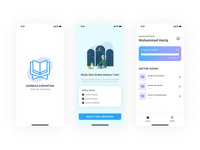 LEMBAGA KARANTINA TAHFIDZ ASSYAHR - Submit "Hafalan Quran" App design homepage minimalist design modern design muslim muslim app quran quran app ui uidesign user experience user interface ux web design