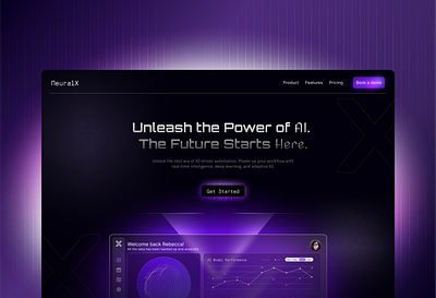 NeuralX – AI Landing Page clean dark futuristic landing page minimalistic modern ui ux