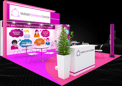 Target Ovarian Cancer 6x6 Exhibition Booth 3d 6x6 awareness booth branding cancer charity design event exhibition fair foundation non profit render show space