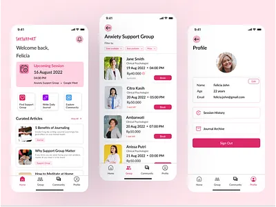 SheSupport - Mental Health App digital design mental health mobile design product design ui ux women empowerment