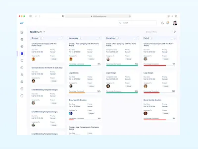 CRM Tasks Kanban View crm contacts crm design kanabn view saas crm task view web app
