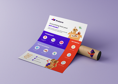 Flyer design for Petara animals app branding brochure cat design dog flyer graphic design illustraion mockup pet print media vector