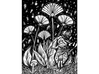 Inktober 04 - Scallop (black and white) art artist book calendar challenge design digital digital art fairy tale illustration illustrator inctober inctober2022 magic merch november postcard print publishing house