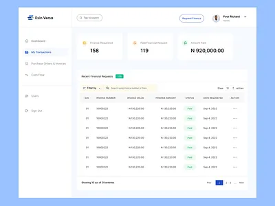 Exnversa Dashboard Redesign - My Transaction (UX Case study) dashboard design product design ui uiux web design