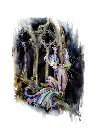 Gargoyle 2д 2д иллюстрация fantasy gargoyle illustration portait акварель архитектура готика дизайн скетч