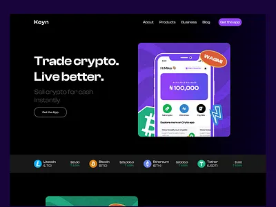 OTC App Hero Exploration cryptocurrency design illustration ui web