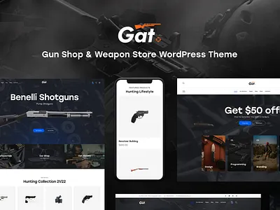 Gat - Gun & Weapon Store WordPress Theme blog design illustration logo web design webdesign wordpress wordpress design wordpress theme wordpress themes