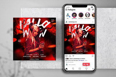 Fright Halloween Party PSD Instagram Templates banner design flyer halloween halloween flyer psd psdflyer