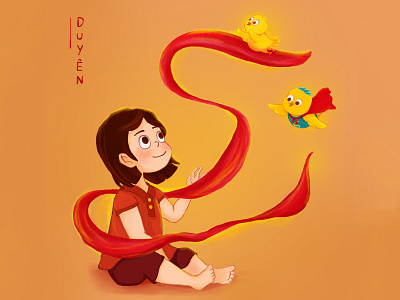 Fate bookillustration chick child digital art drawing dream fate happiness illustration kid loving natra
