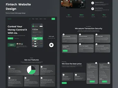 Fintech Web page design concept accounting aesthetic design banking clean design design finance fintech fintech banking fintech figma fintech ui design flat design landing page modern design product design tech ui uiux user interface design webdesign webpage