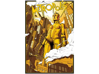 Metropolis buildings city clouds future futuristic metropolis moebius robot sci fi sky