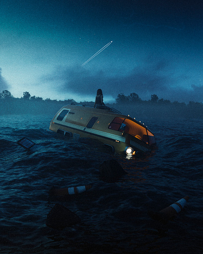 SOS 3d car cinema cinematic city dark digital art