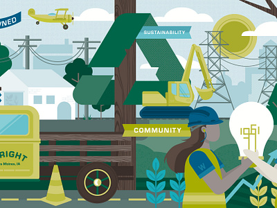 Wright Mural 3/3 environment environmental graphic design illustration iowa mural tree wrap