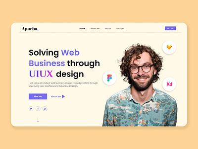 UIUX Designer's Portfolio Website's Header or Hero Section! design figma header hero section portfolio typography ui ux webdesign