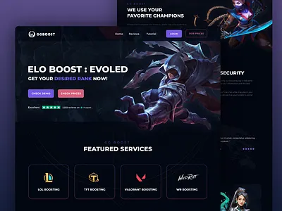 Game Booster Landing page design appdesign booster branding design figma gamedesign gaming landingpage uiux video videogaming webapp webdesign website