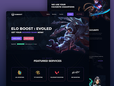 Game Booster Landing page design appdesign booster branding design figma gamedesign gaming landingpage uiux video videogaming webapp webdesign website