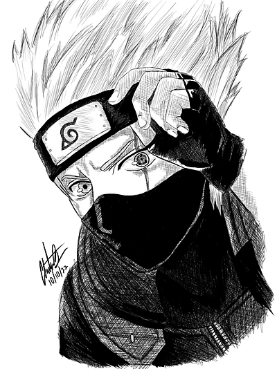 Kakashi Hatake (Naruto) Digital Ink anime design drawn game illustration ink kakashi naruto