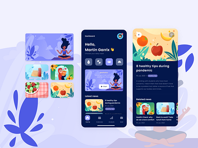 Healt App - Meditation app branding design graphic design health app dedsign illustration landingpage logo mobile app mobile app design mobile app ui design mobile design ui ui design user interface user interface design