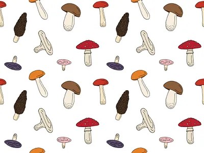 Seamless mushroom pattern autumn design fall flat design food forest illustration mushroom nature seamless pattern season spooky trendy wild woodland