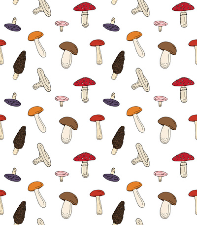 Seamless mushroom pattern autumn design fall flat design food forest illustration mushroom nature seamless pattern season spooky trendy wild woodland