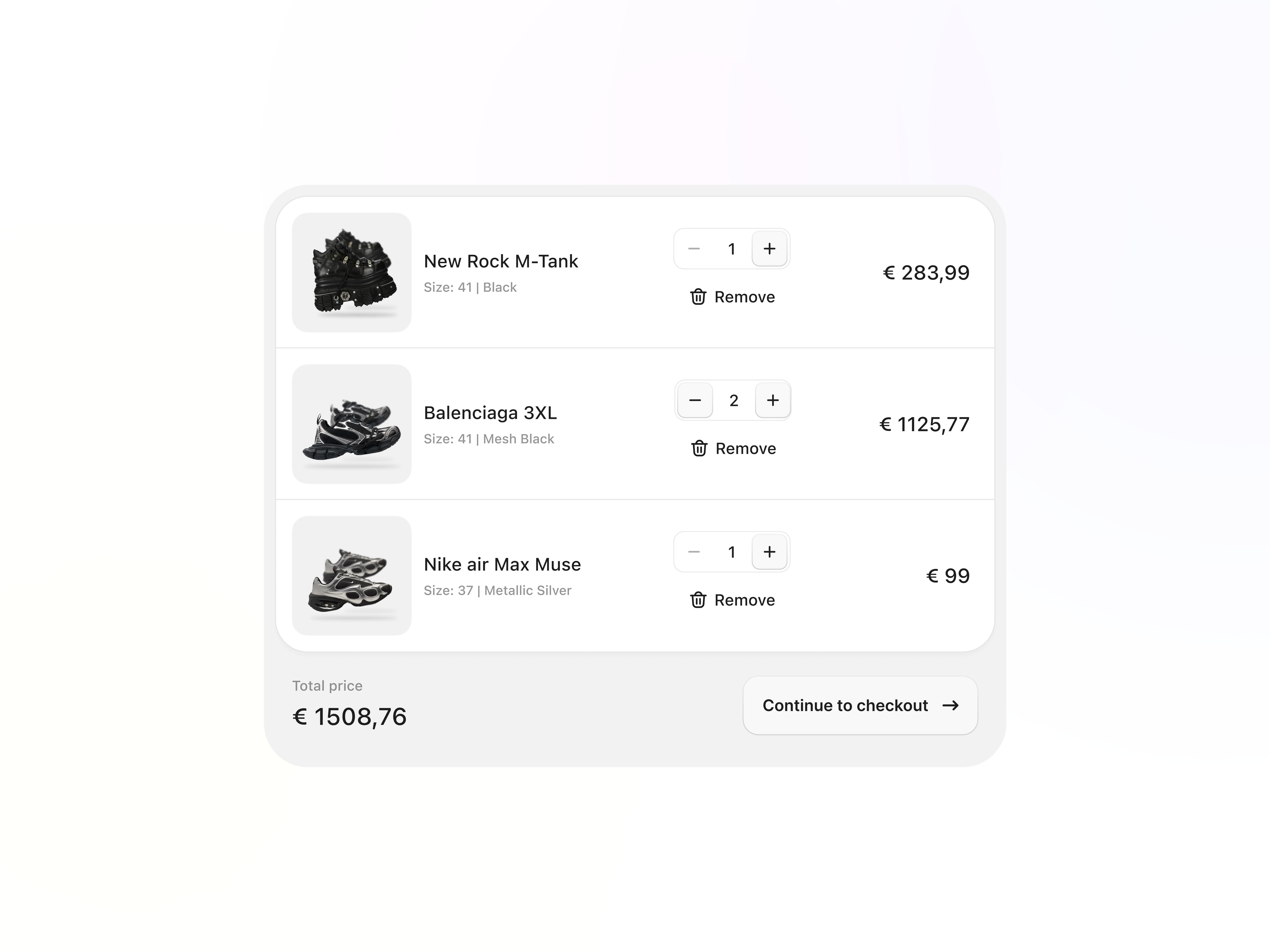 Shoes E-Commerce cart widget design 3d branding e commerce graphic design illustration minimalism mobile app neumorphism photo ui ux web design widget
