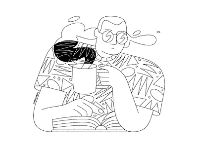 Morning Read book coffee design editorial illustration glasses illustration morning pattern reading vector