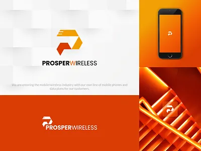 Prosper Wireless Logo Design brand identity branding data plan design graphic design icon logo logo design minimal minimalis mobile phone modern monogram startup company technology ui ux vector visual identity wireless