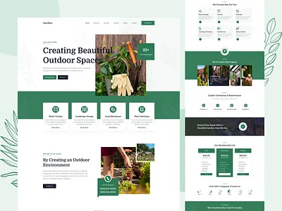 Garden Landing Page agency creative design garden care green landing page minimal nursery plant shop plant solutions plants planting service tree plantation ui ui design water garden watering web template