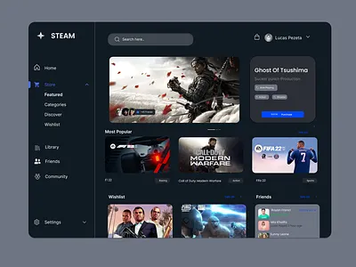 STEAM Store Deshboard branding graphic design motion graphics ui