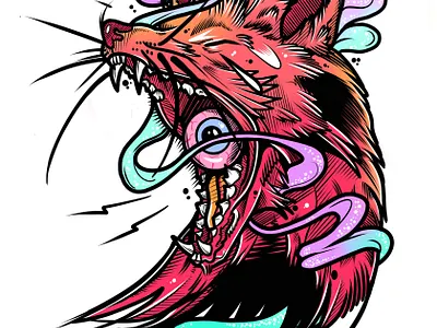 Crying Fox art artwork bold cartoon comic design digital art drawing dynamic fox illustration ink modern print sketch tattoo art visual art