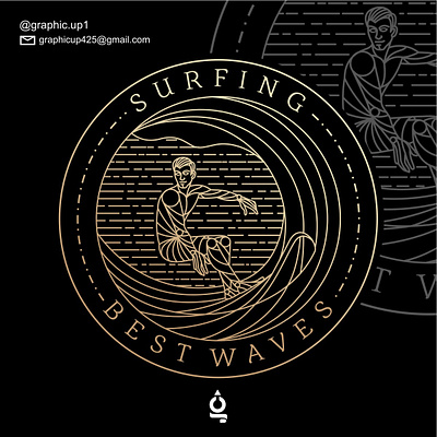 SURFING BEST WAVES LINE ART LOGO agency artis awesome logo branding design geometri geometri logo graphic design holiday icon lineart lineart logo logo logo design logos sea surf surfing vector wave