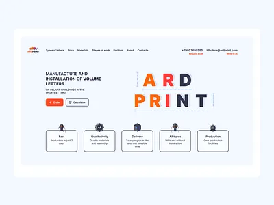 Advertising company website design letters ui ux web