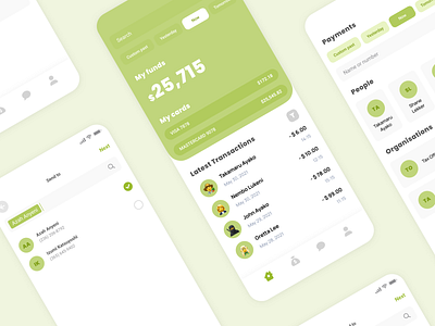 Great Bank app bank branding card colorful design dollar green minimal money transaction ui ux