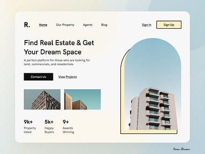 Real Estate Web UI Design appdesign booking dream estate landingpage mobileui realestate retro trending ui ux website webui