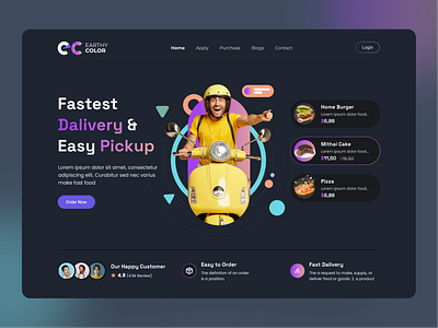 Food Delivery - Landing Page Design dark delivery delivery service fast delivery food food delivery food order food web homepage mockup product ui design web3 website