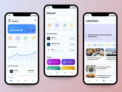Stocks app app finance interface invest investments mobile stocks ui