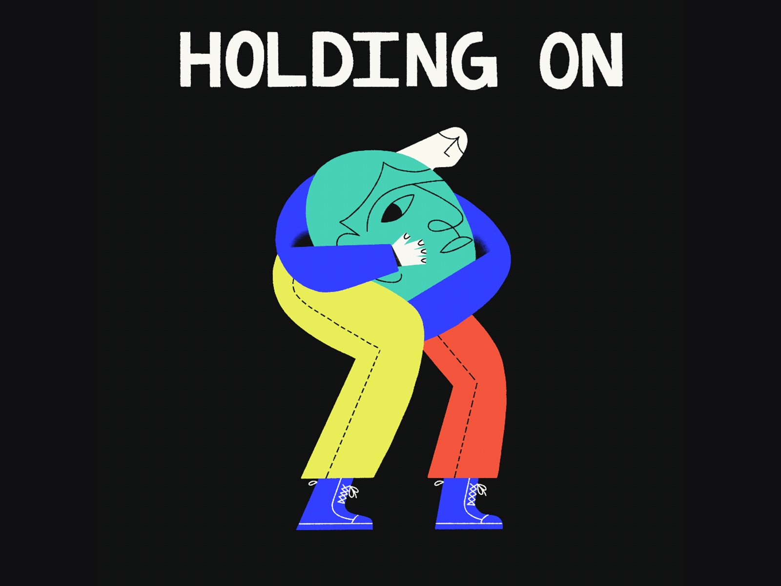 Holding on - Animation animation character colorfull contemporary covid digital digital illustration drawing fun giv hand hands head illustration mental health motion graphics procreate shading skillshare texture