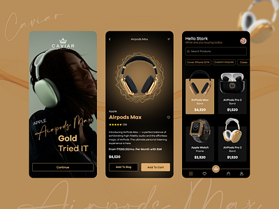 Caviar - Airpods Max airpods airpodsmax app branding clean concept creative design design devices earbuds ecommerce headphones headset ios marketplace minimal online shopping store ui ux