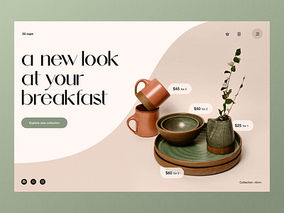 Concept for tableware store design figma interface landing tableware ui web